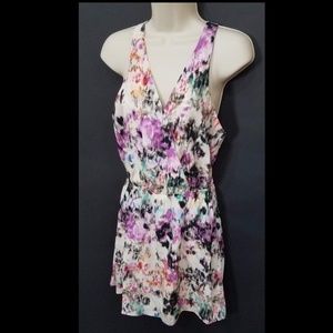 New Parker Silk Abstract Surplice Racerback Dress